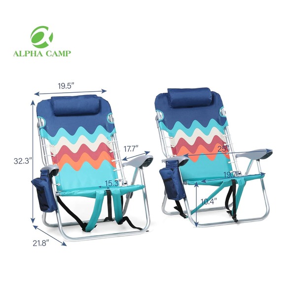 ALPHA CAMP Backpack Beach Chairs Set of 2 - Picture 2 of 7